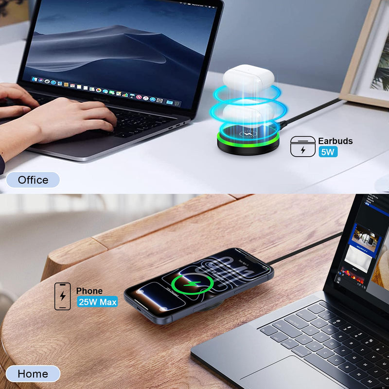 Super Fast Magnetic Wireless Charger Pad MagSafe 25W with 30W Power Adapter | Wireless Charger Mat for Google Pixel 10 Pro Fold 10 Pro 10A,MagSafe Fast Wireless Charging Stand for Samsung Galaxy S26 S25 Black