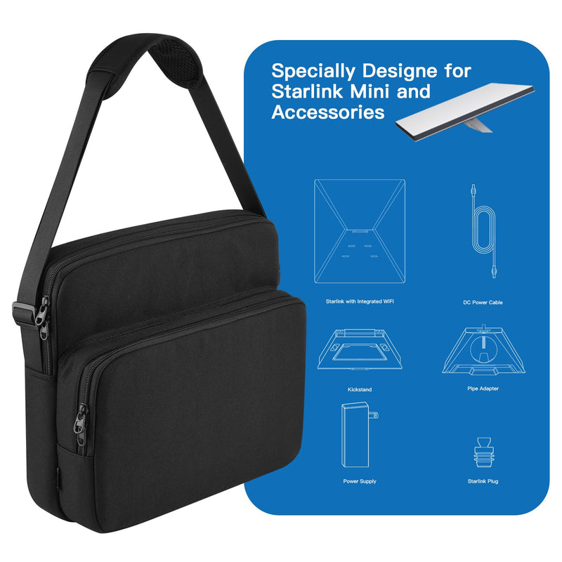 Travel Case for Starlink Mini Dish Kit Accessories, Case Only | Lightweight & Compact Carrying Bag with Shoulder Strap, Full Kit Storage and Protection, Ideal for Outdoor Travel RV Camping