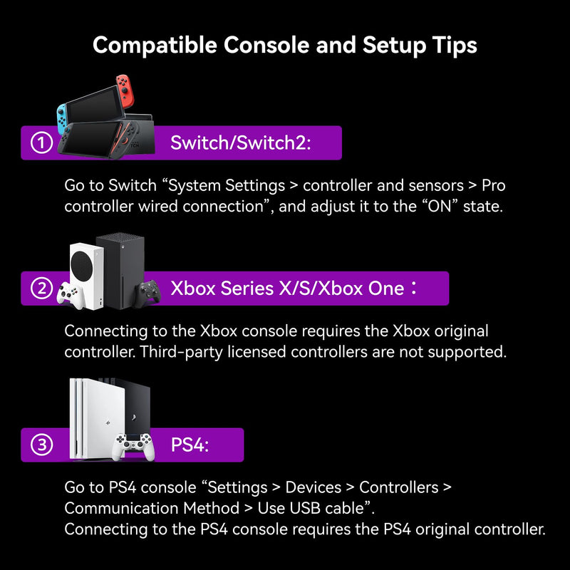 Keyboard Mouse Adapter for Xbox One, Xbox Series X/S, Switch 2, Switch, PS4, Blader Pro - Console MnK Converter with App Control, Built-in USB Cable, 1000Hz Polling Rate