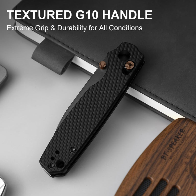 Kizer Pokiman CD Pocket Knife, 3.16" Drop Point D2 Blade Folding Knives with Black G10 Handle, Thumb Stud EDC Knife for Men Women V3789M1 Black-2