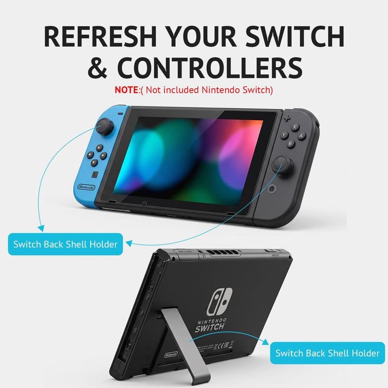 Replacement Kickstand for Nintendo Switch, with 4 Analog Stick Covers | 1 Pcs Back Shell Holder Bracket Repair Kit with 4 Silicone Analog Stick Covers