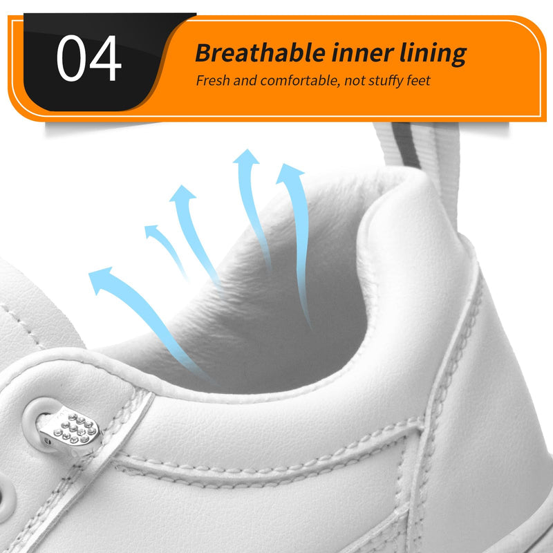 Women's White Non Slip Work Shoes, White Food Service Slip Resistant Work Shoes, White Women's Nursing Shoes. 7.5