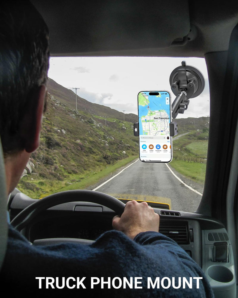 Vacuum Suction Cup Phone Mount for Car Truck Helicopter Airplane | Metal 360° Rotatable Windshield Dashboard Firm Grip Smartphone Holder, Fit for iPhone17 16 Pro Max 15 14, and 4-7" Cellphone