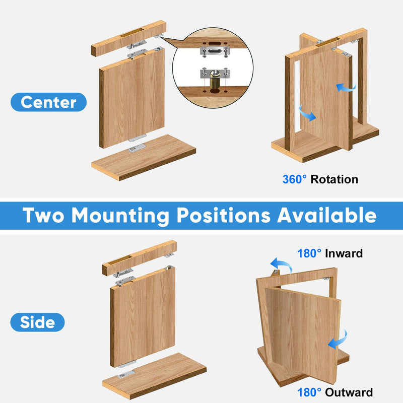 Hidden Door Hinge Pivot, 570lbs Heavy Duty Invisible Door Hardware for Secret Room & Concealed Bookcase, 360° Swing Door Hinge System (Silver) Silver