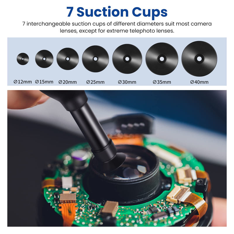 NEEWER 8-in-1 Lens Sucker Kit, IC Pick Up Vacuum Suction Pen with 7 Interchangeable Suction Cups Lens Repair Tool for Repair and Cleaning, Watches, and Electronic Components
