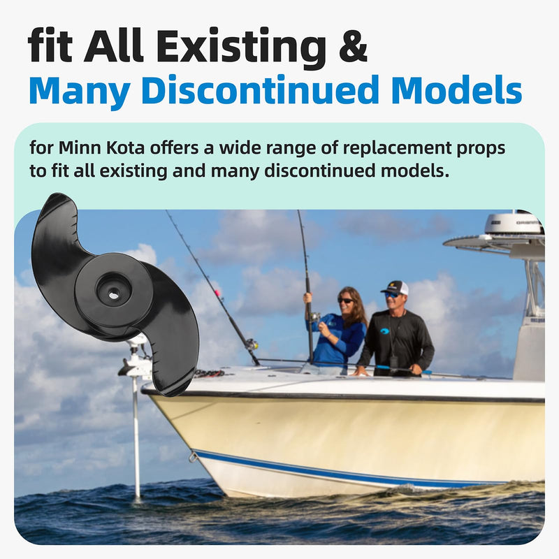 MKP-33 Trolling Motor Prop Fit for Minn Kota, MKP-33 Weedless Wedge 2 Prop Fits 4" Motor Diameters, 1865018 Replace 1378132 Prop Kit, Trolling Motor Replacement Parts