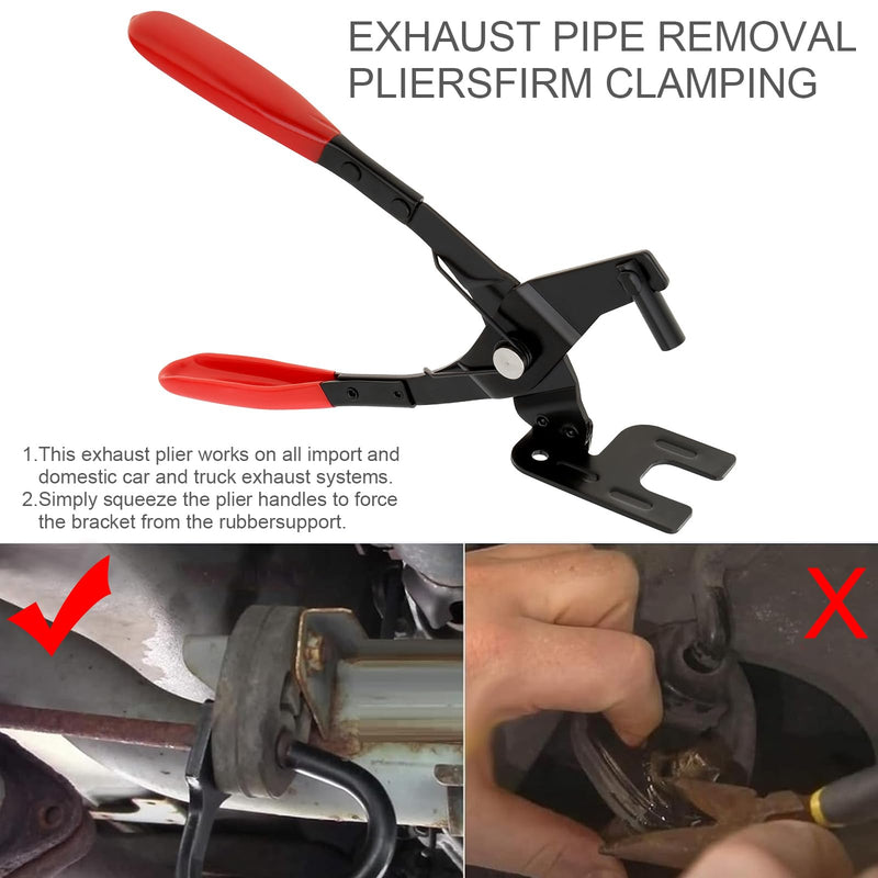 Hanger Removal Pliers for Muffler Systems, Rubber Bracket Separation Tool with 4 Hole Hanger Kit - Universal Fit for All Vehicle Rubber Hangers