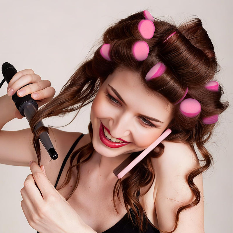 FOMIYES 12Pcs Sponge Hair Rollers Heatless Self Grip Foam Curlers for Long, Medium, and Short Hair Styling, Sleep-in Curling Tools for Women