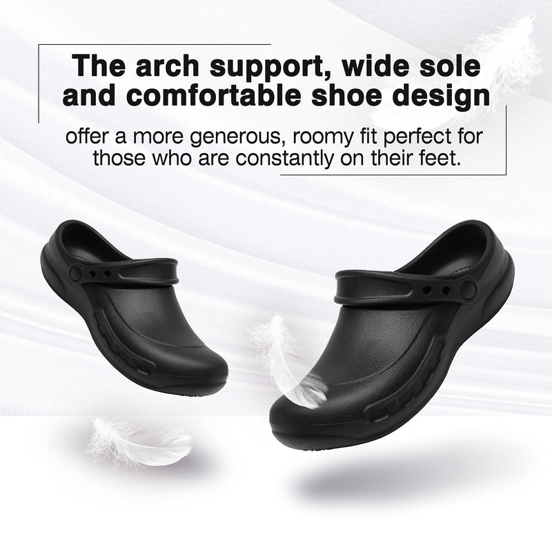 Unisex Oil Resistant Waterproof Chef Shoes Non Slip Kitchen Shoes for Men 10 Wide Women/9 Wide Men Black