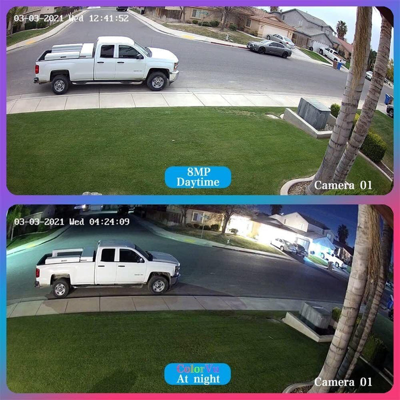 VIKYLIN 4K 8MP Full Color AI Turret IP PoE Camera,F1.0 Aperture 98ft Color Night Vision,Built-in Mic,Human/Vehicle Detection,2.8mm Lens,H.265,IP67 Security IP Camera,PG2387CG