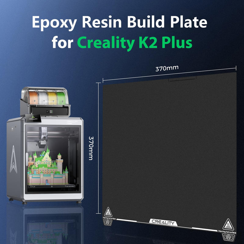 Creality K2 Plus Build Plate Epoxy Resin Coating 370x370mm Spring Steel Magnetic K2 Plus Smooth Build Plate EP Bed Plate for Creality K2 Plus K2 Plus EP Plate