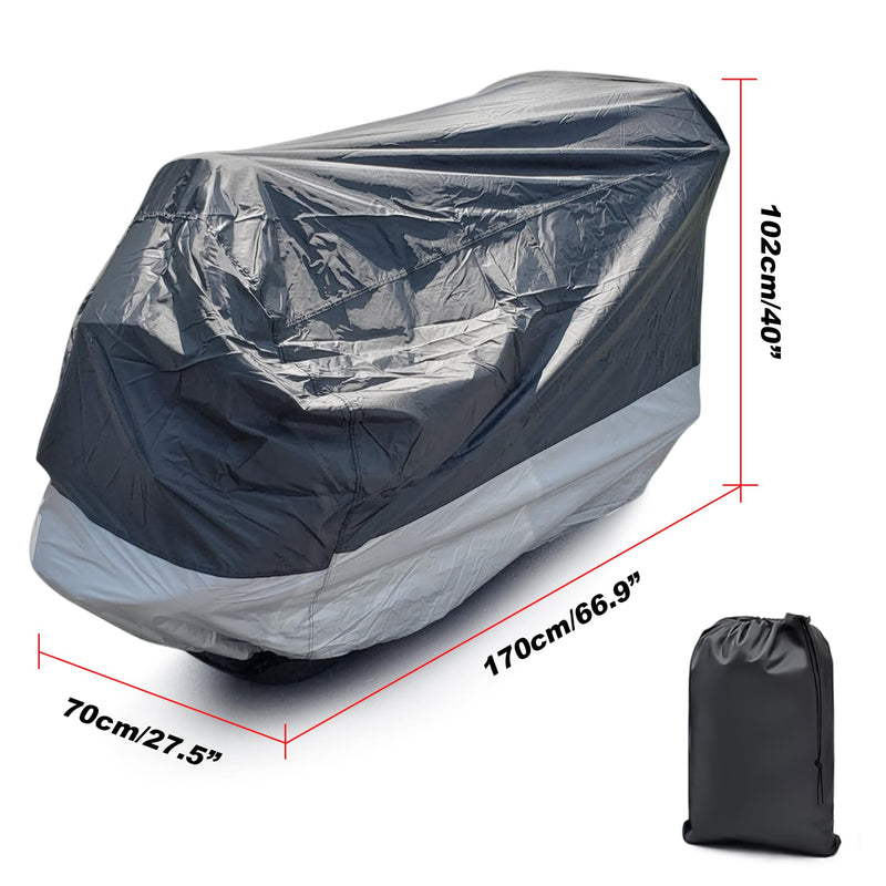 Motorcycle Cover Waterproof Outdoor - PSLER Universal Rainproof Snowproof Motorcycle Dust Cover with Lock-Holes and Storage Bag for Heavy Duty Motorbike, Moped, Dirt Bike, 96 x 49 x 41 Inch, XXL