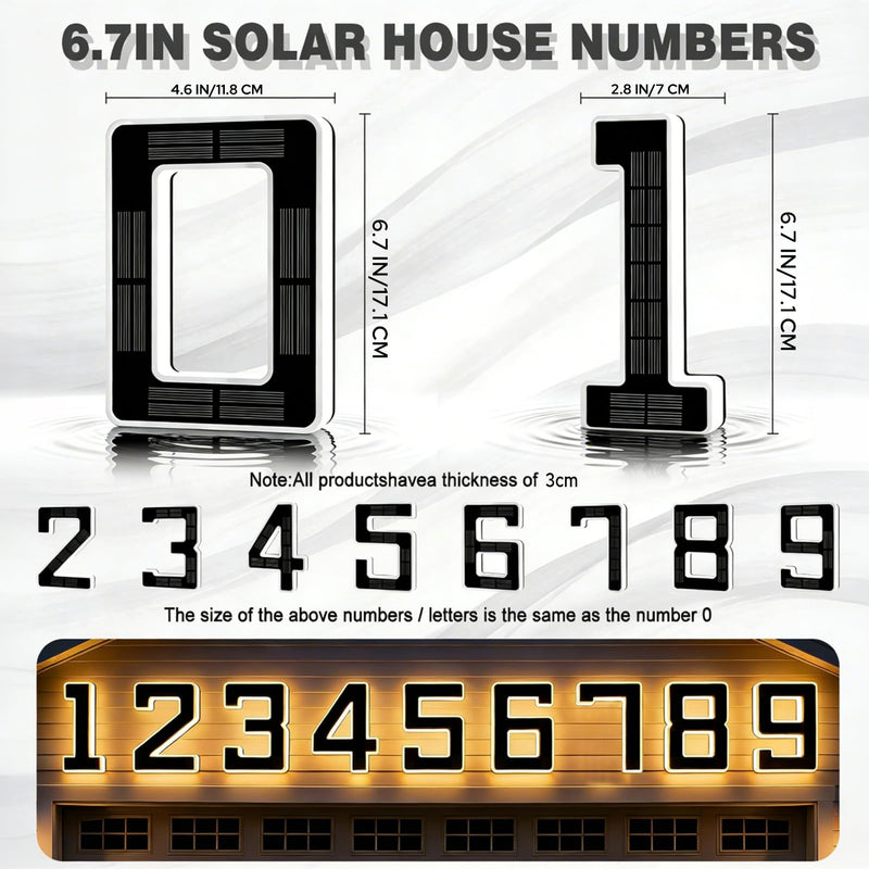 ISUNMEA 6.7 Inch Solar Lighted House Numbers for Outside, Light Up Waterproof LED Address Signs for Houses, Backlit Illuminated Exterior Modern House Numbers Light (1-Black, 6.7IN) 1-Black