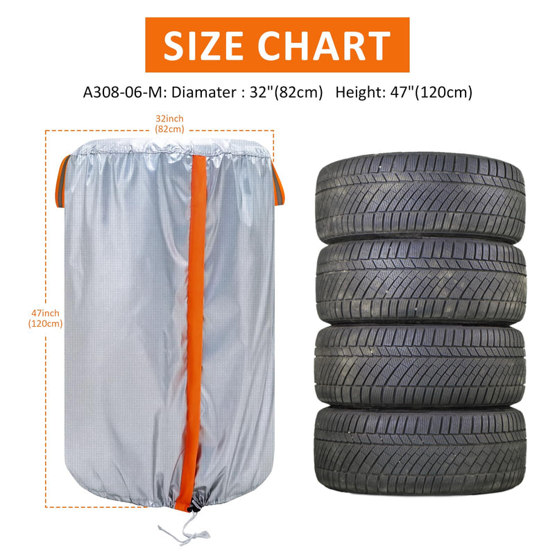 Neverland Large Tire Storage Cover, Seasonal Tire Covers for Storage Tire Storage Bag Tire Stack Covers Tire Bags for Set of 4 with Reflective Handle, Waterproof Dust-Proof（Fit 30 Inch Tire Diameter） M
