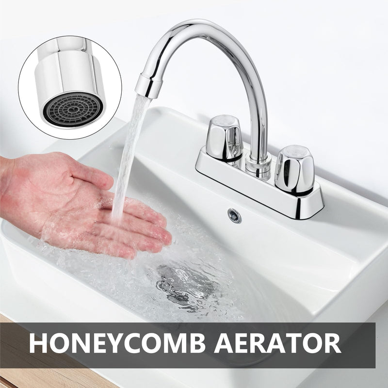 2 Handles Utility Laundry Sink Faucet 4 Inch Centerest Laundry Faucets for Utility Sink with Swivel Spout Polish Chrome