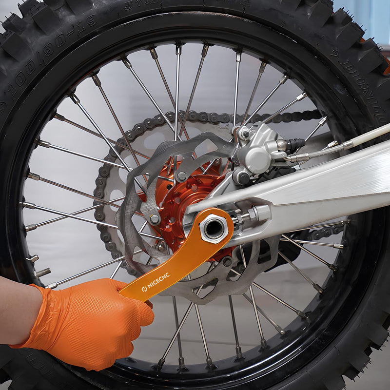 NICECNC Motorcycle Wheel Removal Tool 17X27X32mm Axle Wrench Spanner Compatible with KTM 125-1290 EXC EXCF XC XCW XCF SX SXF Adventure DUKE LC4 SUPERMOTO 1998-2022,See fitment Orange