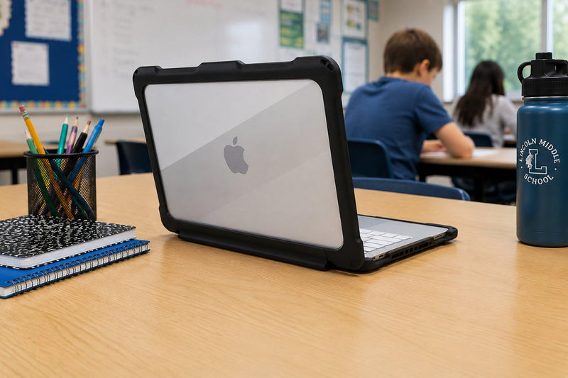 MacBook Neo 13 Case – Heavy Duty Protective Cover with Clear Back, TPU Bumper, Asset Tag Friendly, School & Classroom Ready- Fits 2026 MacBook NEO A3404