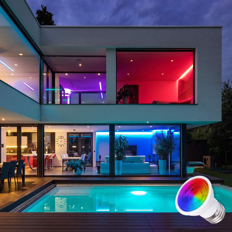 ILC GU10 LED Light Bulb 40 Watt Equivalent Color Changing 12 Colors 5W Dimmable Warm White 2700K RGB LED Light Bulbs with Remote Control (Pack of 8) Warm White 2700k + Rgb Pack of 8