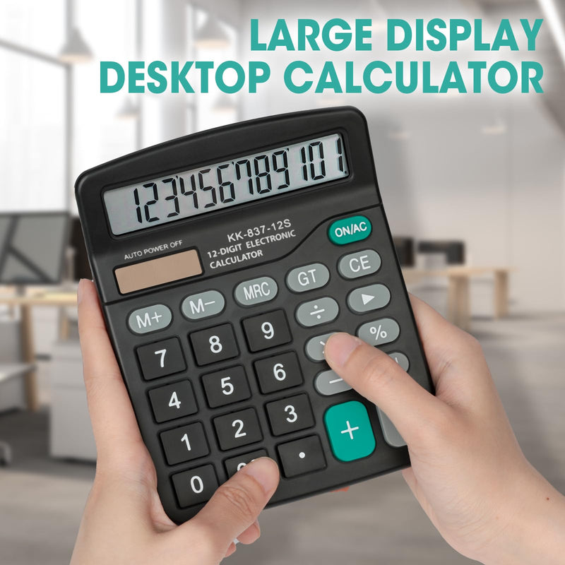 6 Pack Calculator Bulk, 12 Digits Calculators Desktop with Large LCD Display and Sensitive Butto, Solar and Battery Dual Power, Desk Calculator for Office, School, Home 6 Pack