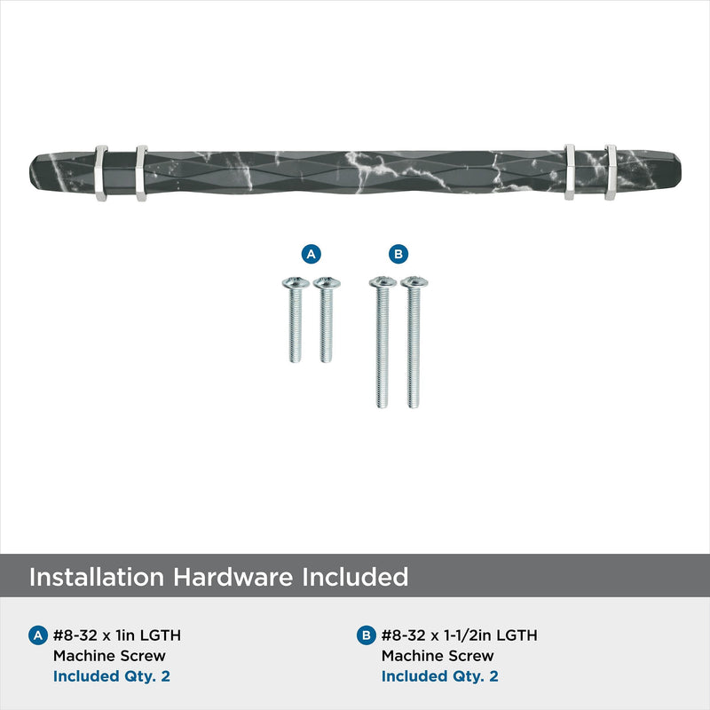 Amerock | Cabinet Pull | Marble Black/Polished Nickel | 6-5/16 inch (160 mm) Center-to-Center | Carrione | 1 Pack | Drawer Pull | Drawer Handle | Cabinet Hardware