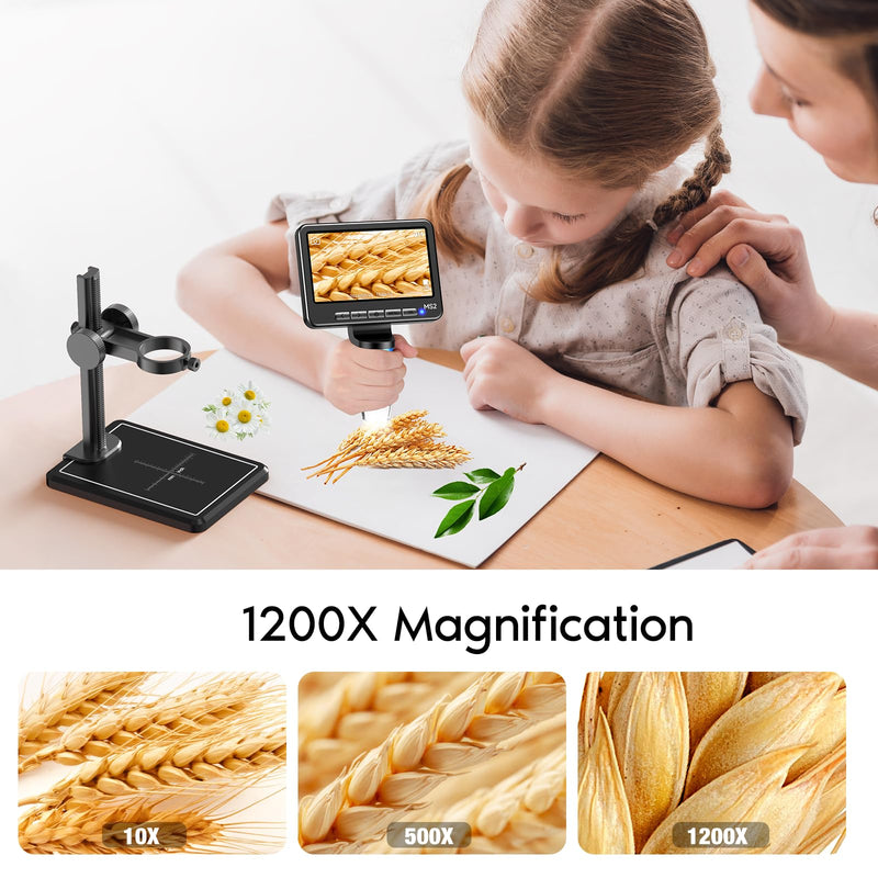 Leipan 1080P LCD Digital Microscope with 32GB SD Card, Coin Microscope with 5-inch IPS Screen,PC View,Photo/Video Capture,Compatible with Windows Mac MS2B-5 inch