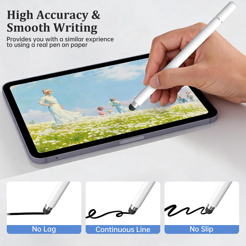 DIGIROOT Stylus Pen for Touchscreen, 2-in-1 Stylist Pens, 3Pcs Stylus | Rubber & Disc Tips, Magnetic Cap, High Sensitivity, Fit for iPad, iPhone, Switch, Android, Galaxy, Tablets, All Touch Screens Black & White & Rosegold