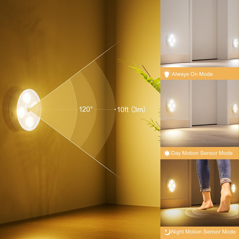 Under Cabinet Lighting, 1500mAh Rechargeable Motion Sensor Puck Lights with Remote, 3 Color Temper, Magnetic Stick on Light, Dimmable Under Counter Lights for Kitchen, Shelf, Closet, Stair, 6Pack 6 Pack Warm White & CoolWhite