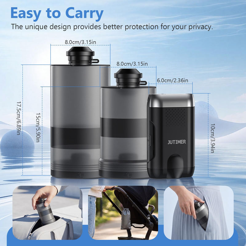 Electric Portable Bidet for Travel, JUTIMER 260ml+380ml Handheld Peri Bottle for Postpartum Care & Travel, USB Rechargeable Bidet Sprayer for Post-Surgery, Hemorrhoid Relief, Camping, Dual Spray Modes 640.0 milliliters Oval 1