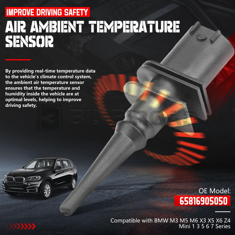 Ambient Outside Air Temperature Sensor with Connector Pigtail Plug 65816936953/65816905050 + 61132359999 Compatible with BMW E46 E39 E38 X3 X5 Z4 1 3 4 5 6 7 Series 2 Sensor+Connector Wire