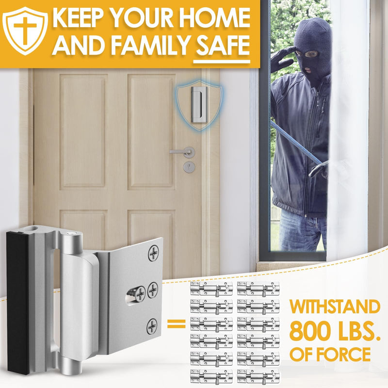 Home Security Door Reinforcement Lock Child proof High Security Door Lock Front Door Locks for Kids Safety Withstand 800lbs Door Latch Lock Christmas Gifts Stocking Stuffers for Men Women Adults Elder Silver 2