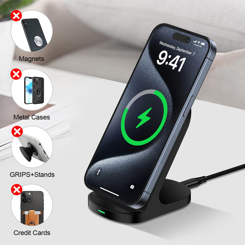 Wireless Charger Fast Charging Stand for Moto G Stylus 5G 2026/G Power 2025 | 2024,Edge 2026 2025 2024 2023/Edge 70 Ultra 60 Pro/Razr/Razr 60 Pro/X70 Air/X50 Ultra/X40,15W Android Wireless Phone Charger Black