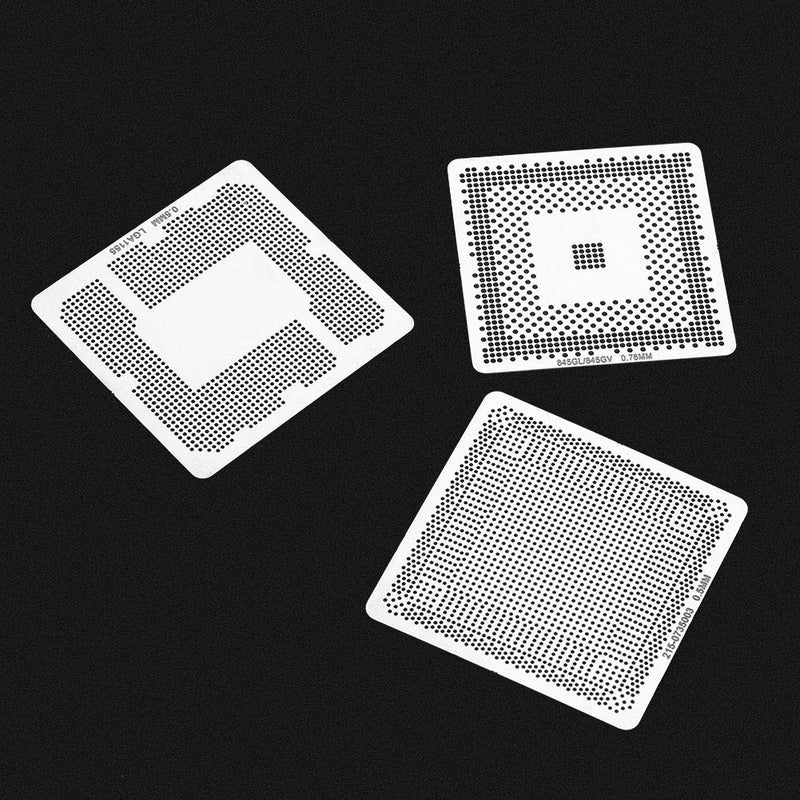 BGA Reballing Stencils, 130pcs BGA Universal Reballing Rework Net Stencils Steel Template Mesh Directly Heat Set Kit