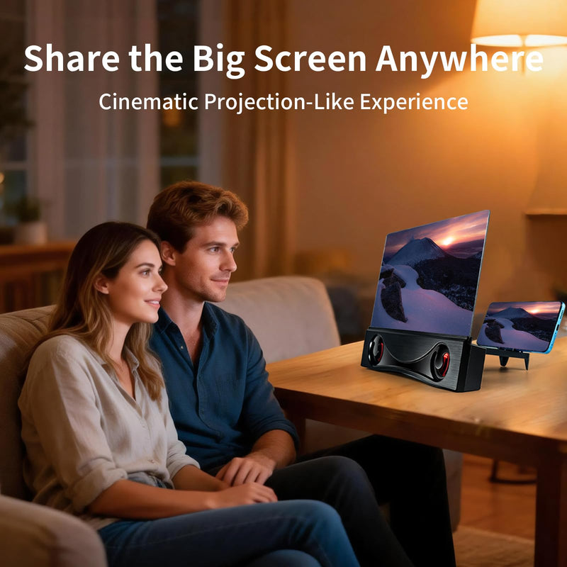 12" Phone Screen Magnifier with Speaker Mini 3D HD Foldable Amplifier for Movies & Gaming-Portable Home Theater Clear Audio,Supports All Smartphones for Family,Seniors,Travel F12