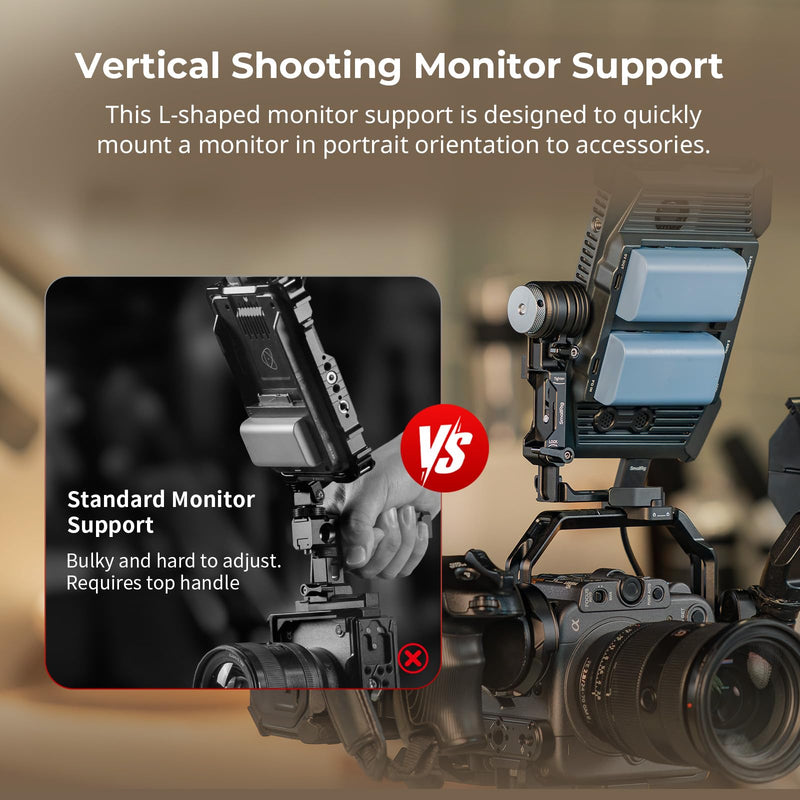 SmallRig L-Shaped Monitor Support for Vertical Shooting with NATO Rails, Stepless Damping 360° Adjustment, Support 5” and 7” Field Monitor - 6315