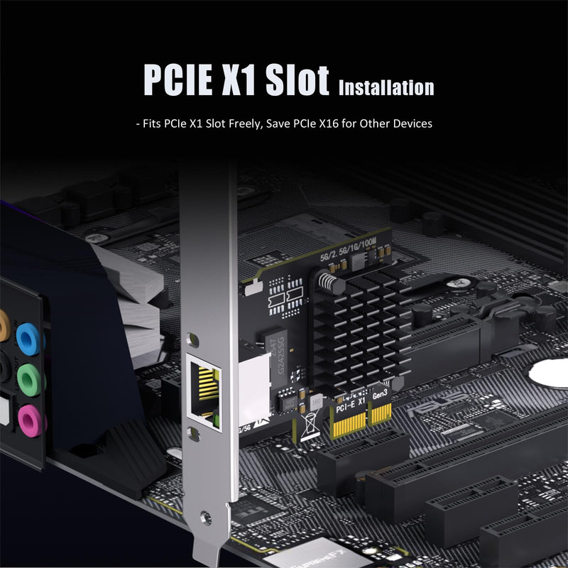 GLOTRENDS LE8126P 5Gb PCIe Network Card for Desktop PC/Server, RJ45 Port, WOL, PXE Legacy BIOS and UEFI