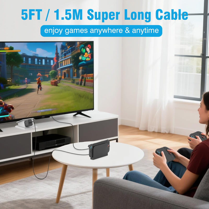 60W Charger for Nintendo Switch 2, 20V 3A AC Adapter with 5ft Cable | Fast Charging Compatible with Switch/OLED/Lite/Steam Deck, Support 4K TV Mode, Foldable Plug,Original Quality
