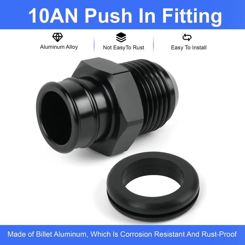 10AN Aluminum Push fit Valve Cover Grommet for GM LS Engines - Black with Sealing Grommet‌