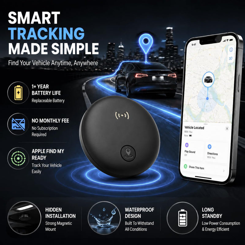 GPS Tracker for Vehicles,2 Pack Magnetic Hidden GPS Tracker for iOS Find My | Mini Tracking Devices for Cars Hidden Splashproof Available(iOS Only),No Monthly Fee Subscription No SIM Card Required-Black Black