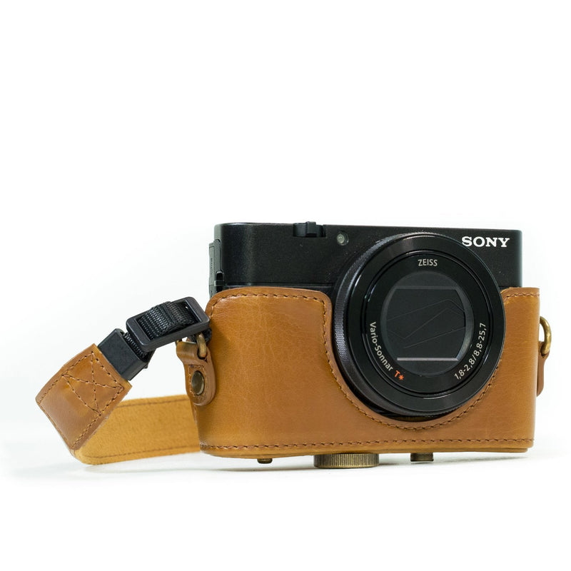 MegaGear Ever Ready Protective Leather Camera Case, Bag for Sony Cyber-Shot DSC-WX500 Digital Camera (Light Brown) (MG601) One Size Light Brown