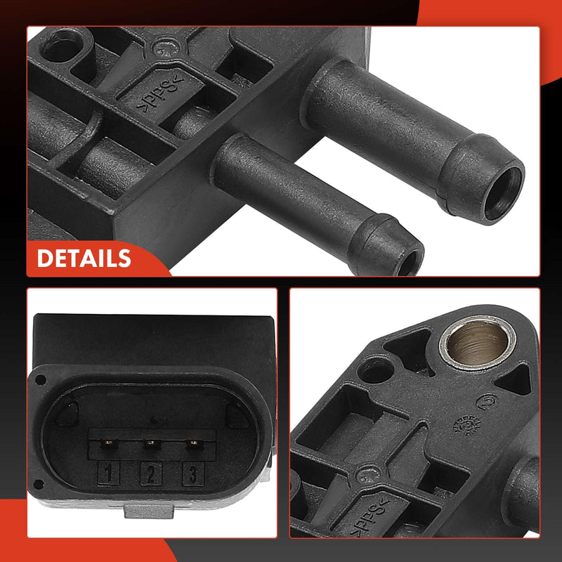 A-Premium Differential Pressure Sensor [3 Pins] Compatible with Volkswagen Jetta 2010-2015, Passat 2012-2015, Golf 2010-2014, Beetle & Audi A4, A4 allroad, A4 Quattro, A5, A5 Quattro, allroad, 2.0L