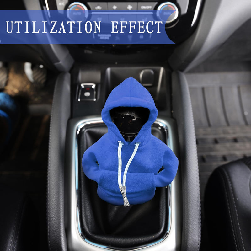 vvag Gear Shift Hoodie,Universal Shift Knob Hoodie, 4.7 Inch Car Shifter Stick Protector Decoration, Funny Hoodie Car Gear Shift Cover, Auto Interior Accessories Shifter Hoodie (Blue) Blue