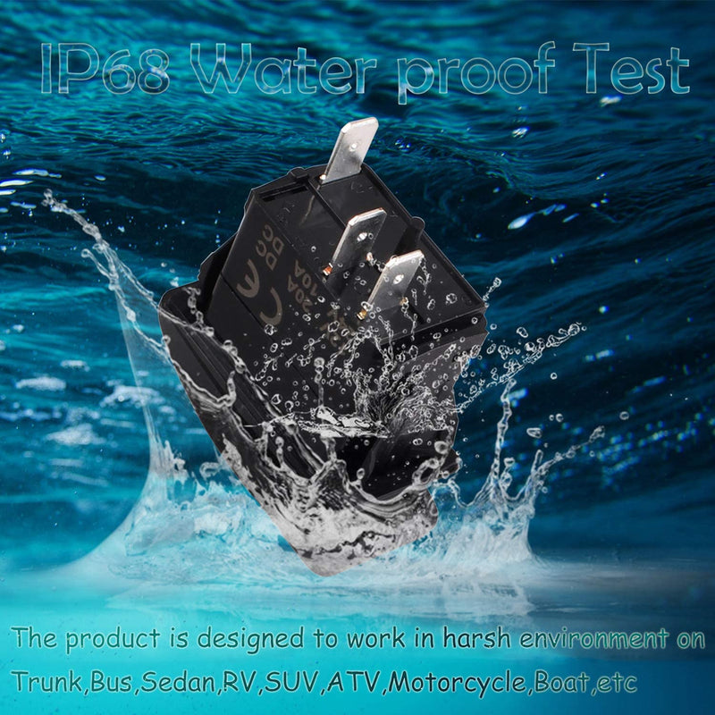 Car-ling Rocker Switch with LED Light 12V 24V SPST On-Off Waterproof for Car Boat Marine UTV Blue-5X 5