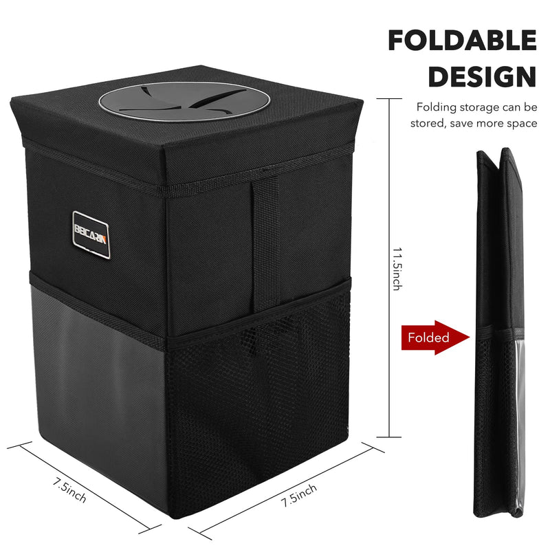 Car Trash Can with Lid - Trash Bag Hanging with Storage Pockets Leak-Proof SUV Organizer Collapsible and Portable Waterproof Truck Garbage Bin, 2.6 Gal Large Capacity Multipurpose Trash Bin for Van