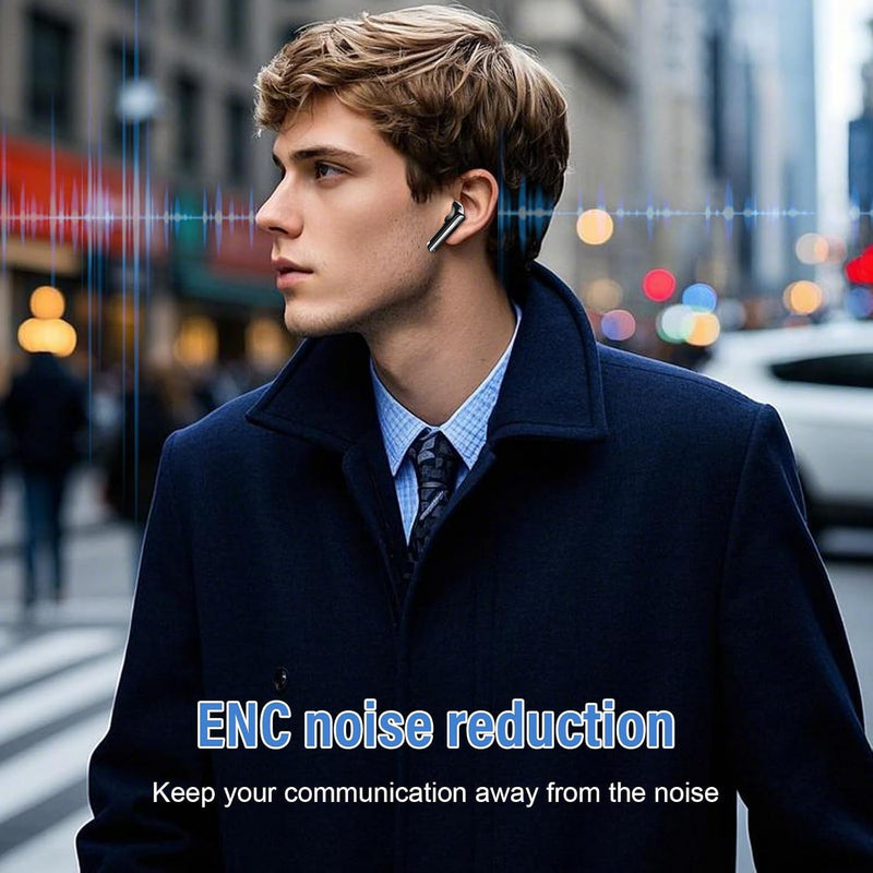 Thunelec Wireless Earbuds Bluetooth 5.4 Headphones 48H Playback HiFi Stereo | Bluetooth Ear Buds with Real Time Translation, in Ear Sports Earphones with ENC Noise Cancelling Mic for Android/iOS Phones Dark Black