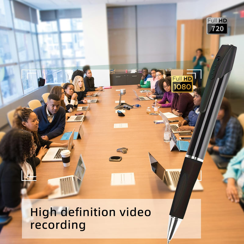 HD 1080P Mini Hidden Camera Pen with 32GB，No WiFi Needed No Audio | One-Button Control Nanny Cam with Video & Photos,70-Minutes Battery,Suitable for Indoor and Outdoor Security and Recording
