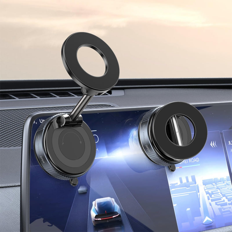 WEKEFON Car Phone Holder for Magsafe,360° Adjustable Suction Cup Phone Mount,Foldable Suction Cup Phone Mount,Phone Holders for Your Car for iPhone 16 15 14 13 12 Pro Max Plus (Black-K007) Black-K007