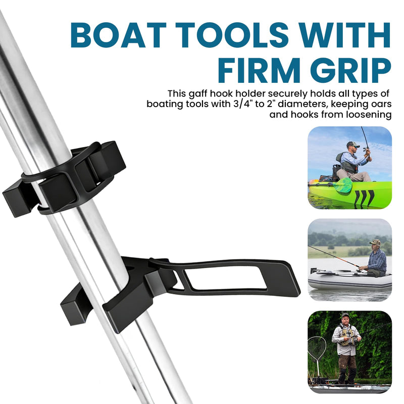 6 Pack Boat Hook Holder Replacement, Rubber Quick-Release Marine Clips, Fits Oars, Push Anchor Poles, Gaffs & Tools (3/4" to 2" Dia.), Spring Strap for SOF-LOC Style Mounts