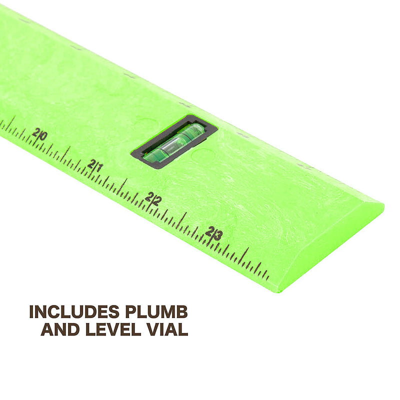 Mayes 10744 Polystyrene Level Ruler 48", Precision Measuring and Leveling Tool, Plumb and Level Vials with SAE and Center-Finding Scale, for Framing, Hanging, 4ft Level Made in the USA 48 Inch