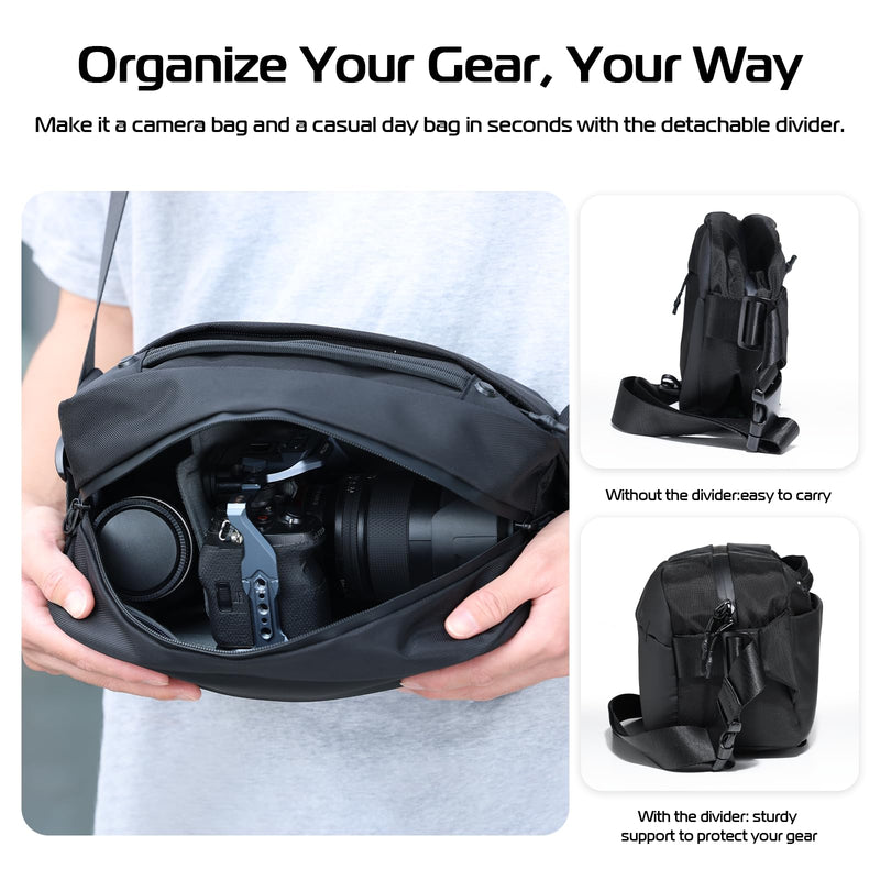 ULANZI 10L Camera Sling Bag, Water-Resistant Camera Case with Tripod Holder | DSLR/SLR/Mirrorless Camera Bags Crossbody for Photographers Video Photo Live Travel Outdoor Work Photography Accessories