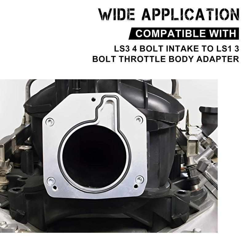 LS3 4 Bolt Intake to LS1 3 Bolt Throttle Body Adapter for Drive By Wire 551567 Compatible with TB DBW LS2 LH6 L92 L76 LY2 LY5 LY6 LC9 LFA LH8 LMG L98 L9H L20 L94 LZ1 L99 L96 LC8 L77